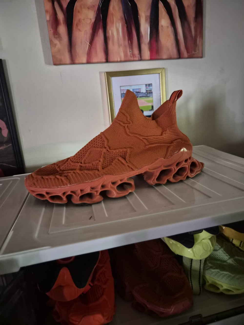 Rust Orange Knit Slip-On Sneaker